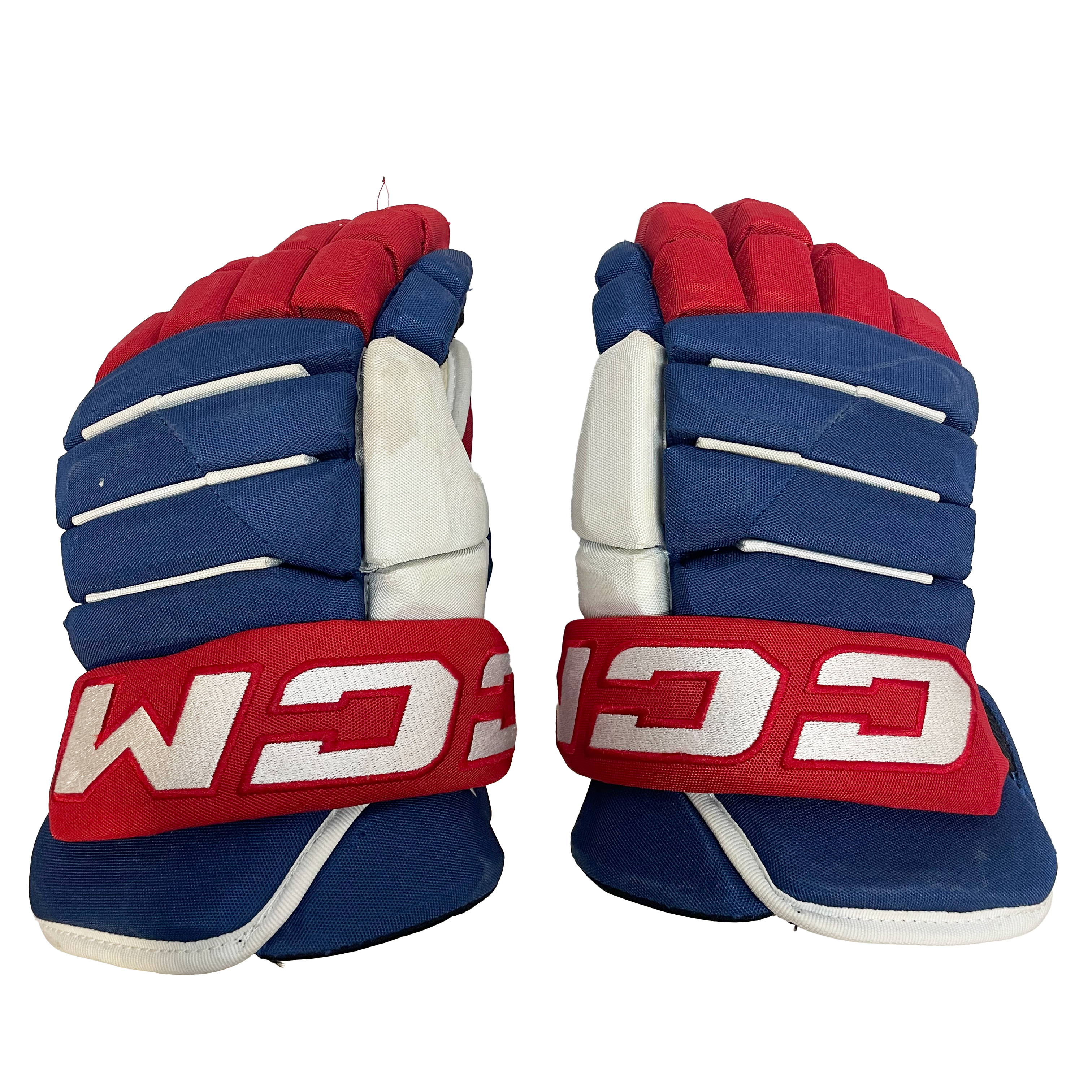 CCM Tacks 4 Roll Pro – Gant de hockey d'occasion NHL Pro Stock – Canadiens de Montréal (bleu/blanc/rouge)